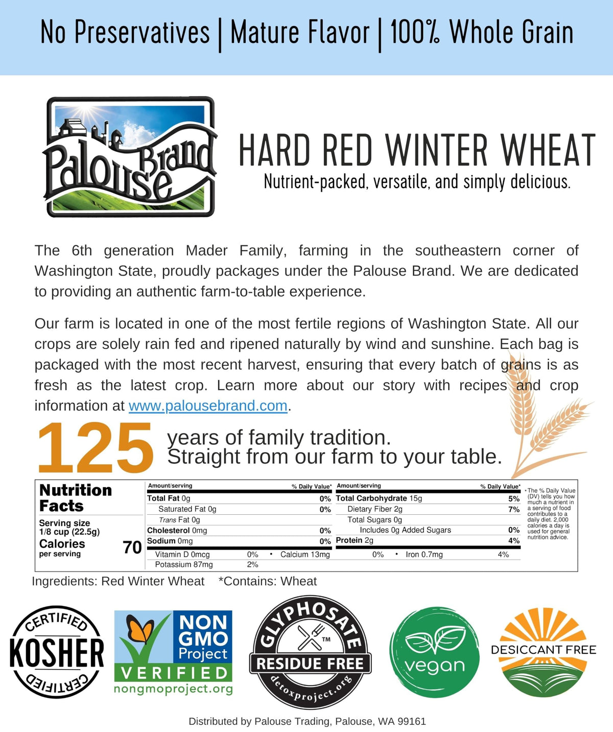 Hard Red Winter Wheat Berries 25 LBS Bucket U754689