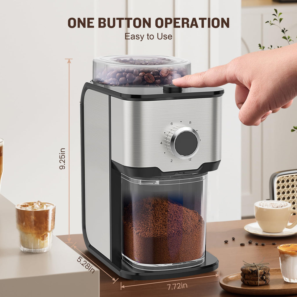 Adjustable Electric Burr Coffee Grinder with 14 Grinding Settings D19781
