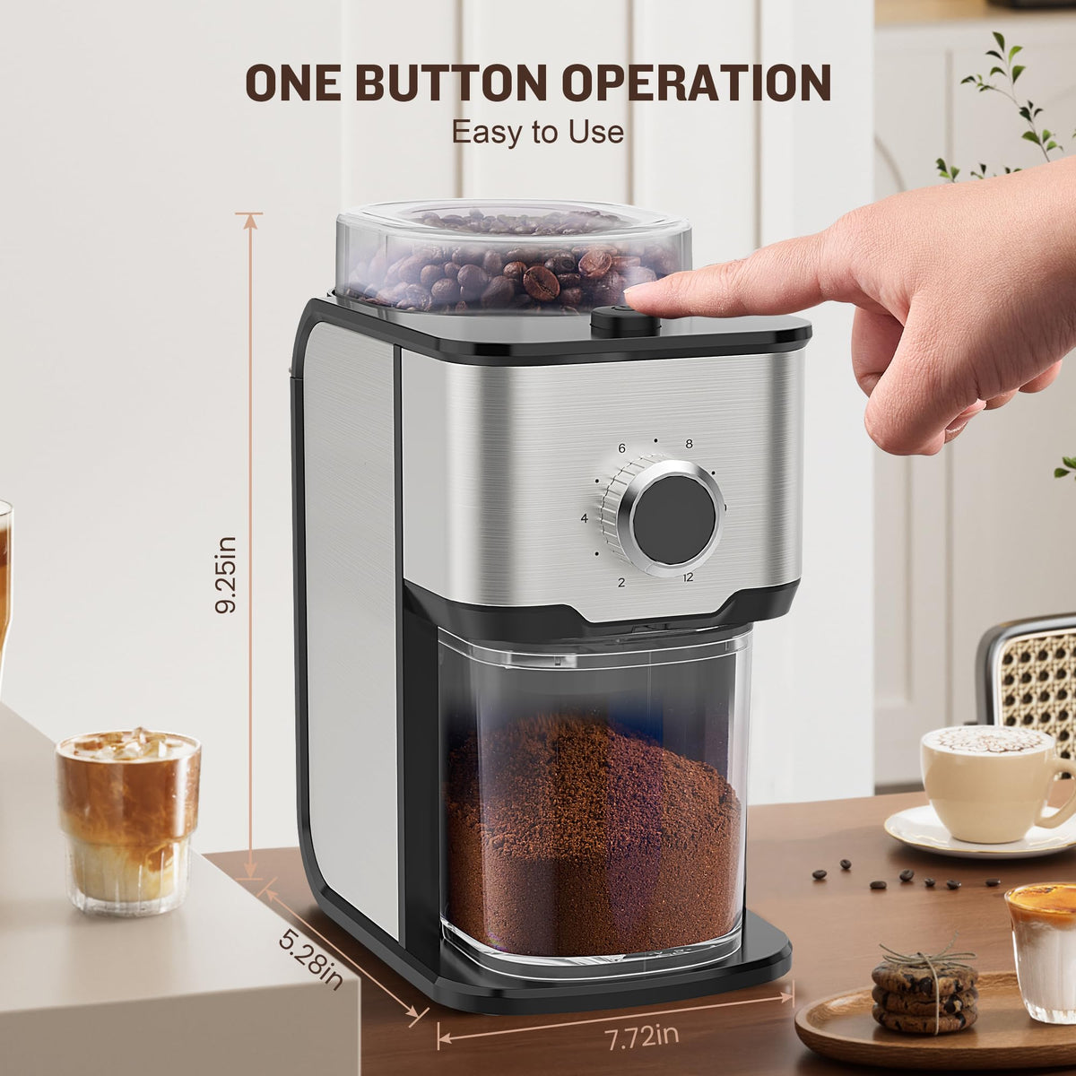 Adjustable Electric Burr Coffee Grinder with 14 Grinding Settings D19781