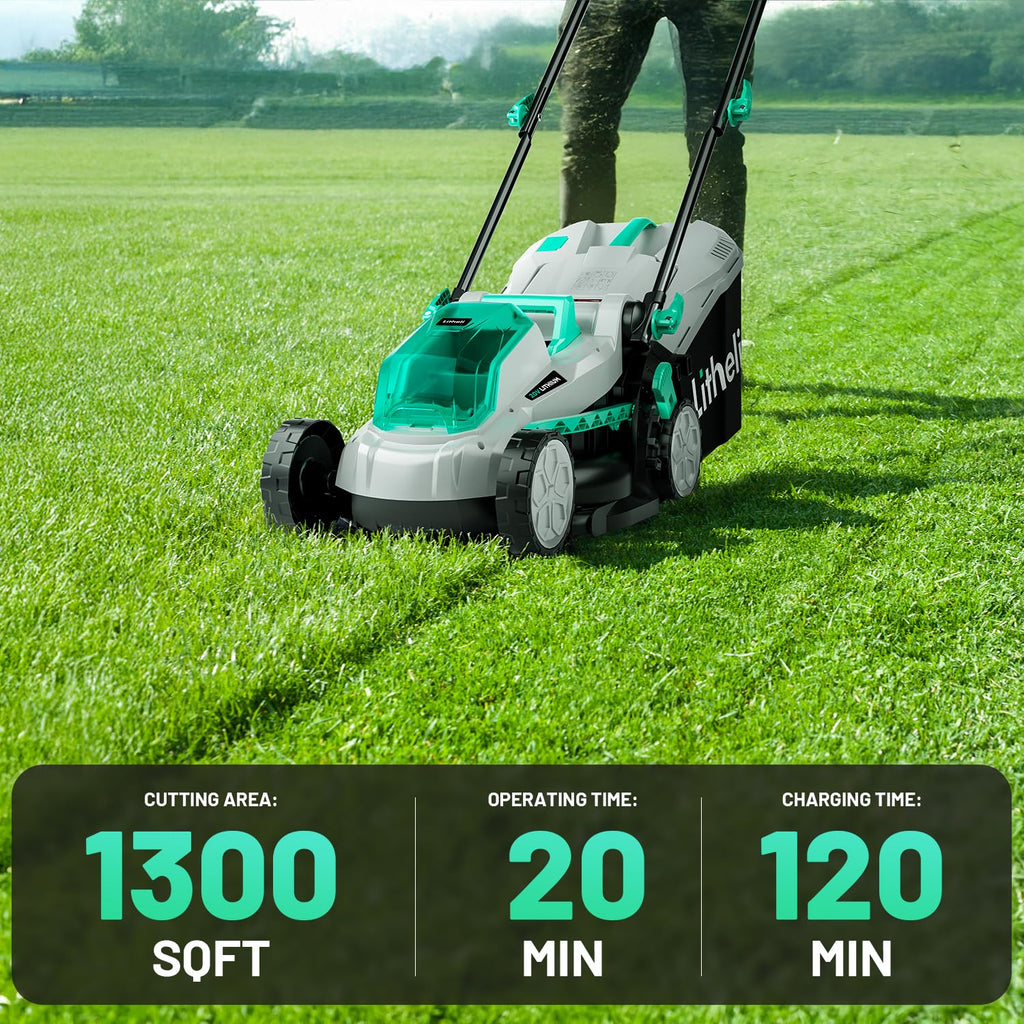 13" Cordless Electric Lawn Mower with Battery & Charger F35878