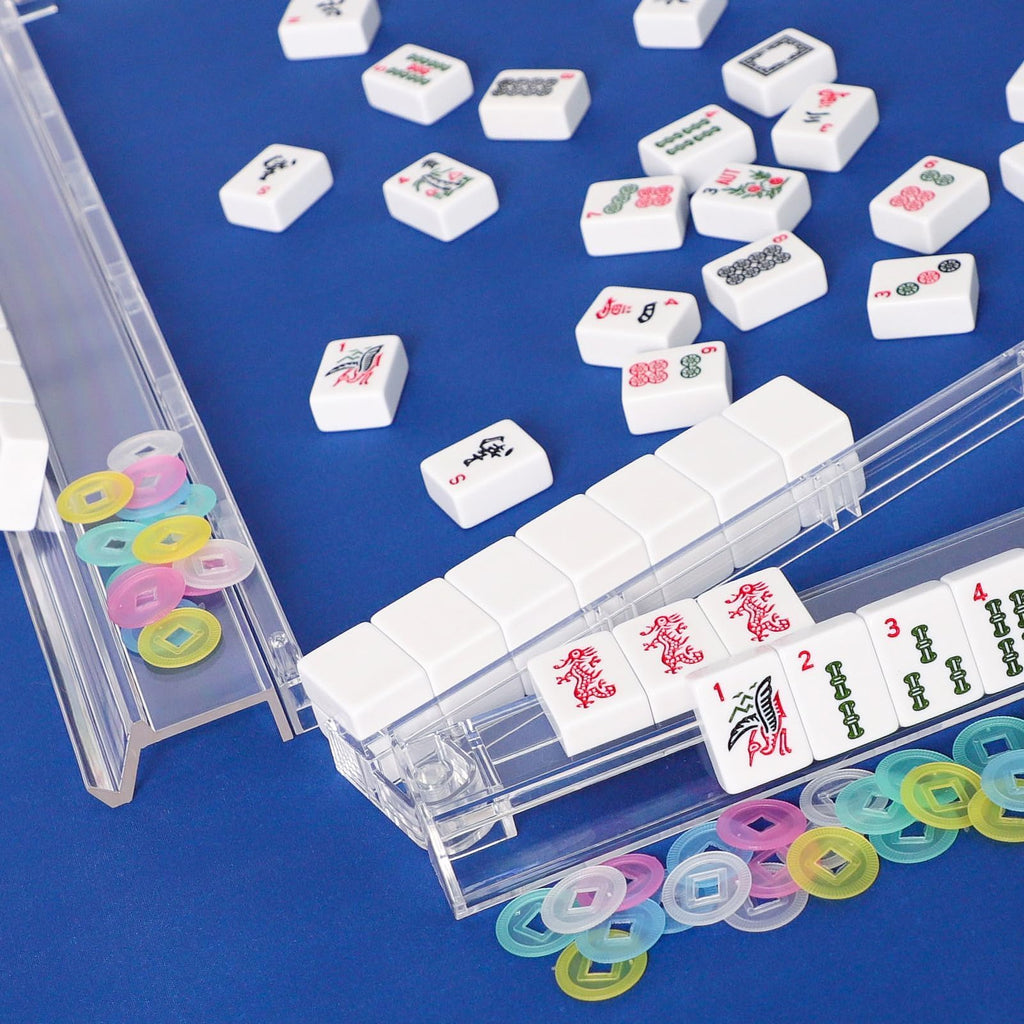 Clear Mahjong Racks with Pushers, 4 Piece Set J707222
