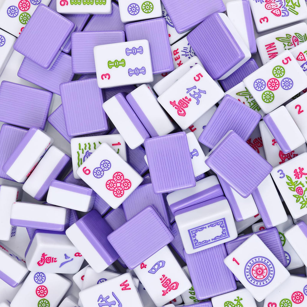 Purple 166 Tile Mahjong Set with Racks and Bag G95005