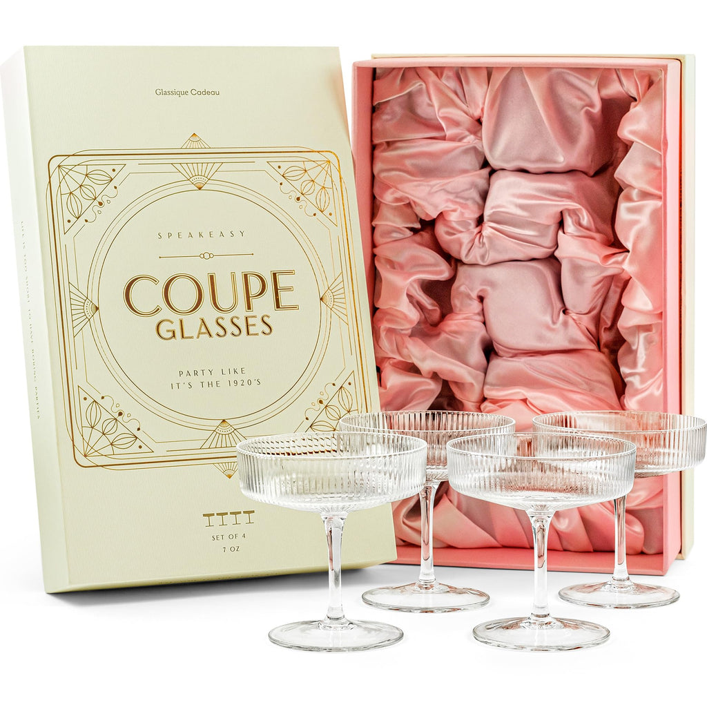 Set of 4 7 oz Coupe Cocktail Glasses with Stems I532