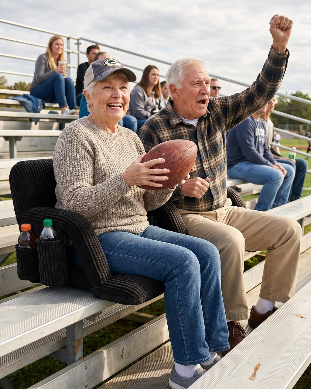 24'' Extra Wide Padded Corduroy Stadium Seats with Back Support, 2 Packs Z482601