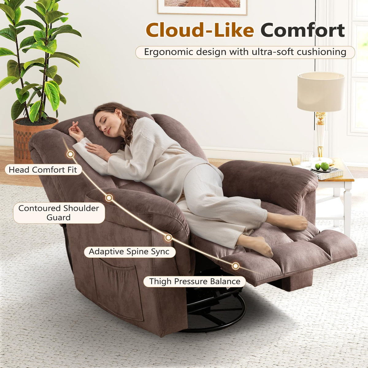 Oversized Manual Swivel Rocker Recliner Chair M1477