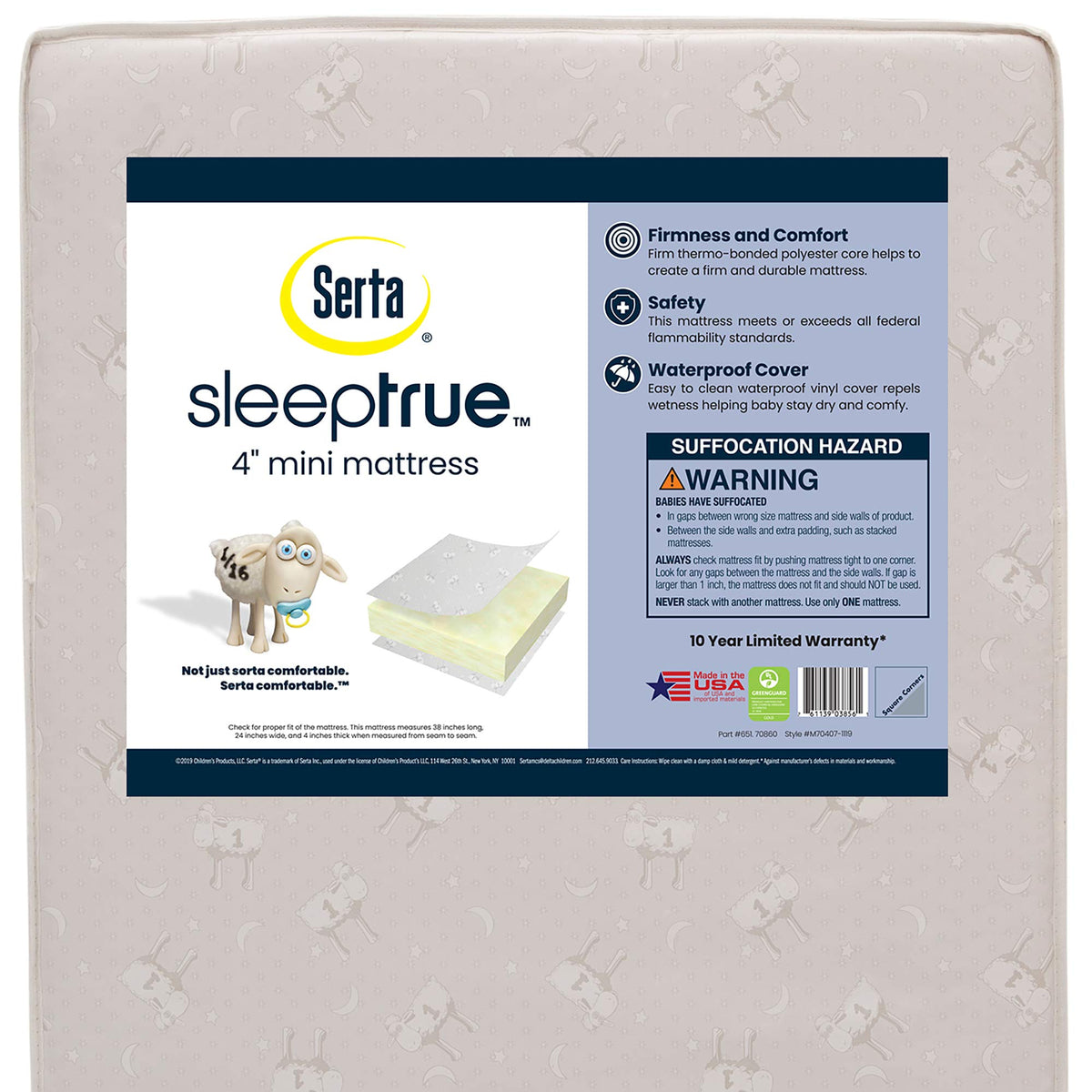 Mini Crib Mattress and 3 Pack Fitted Mini Crib Sheet Set F160