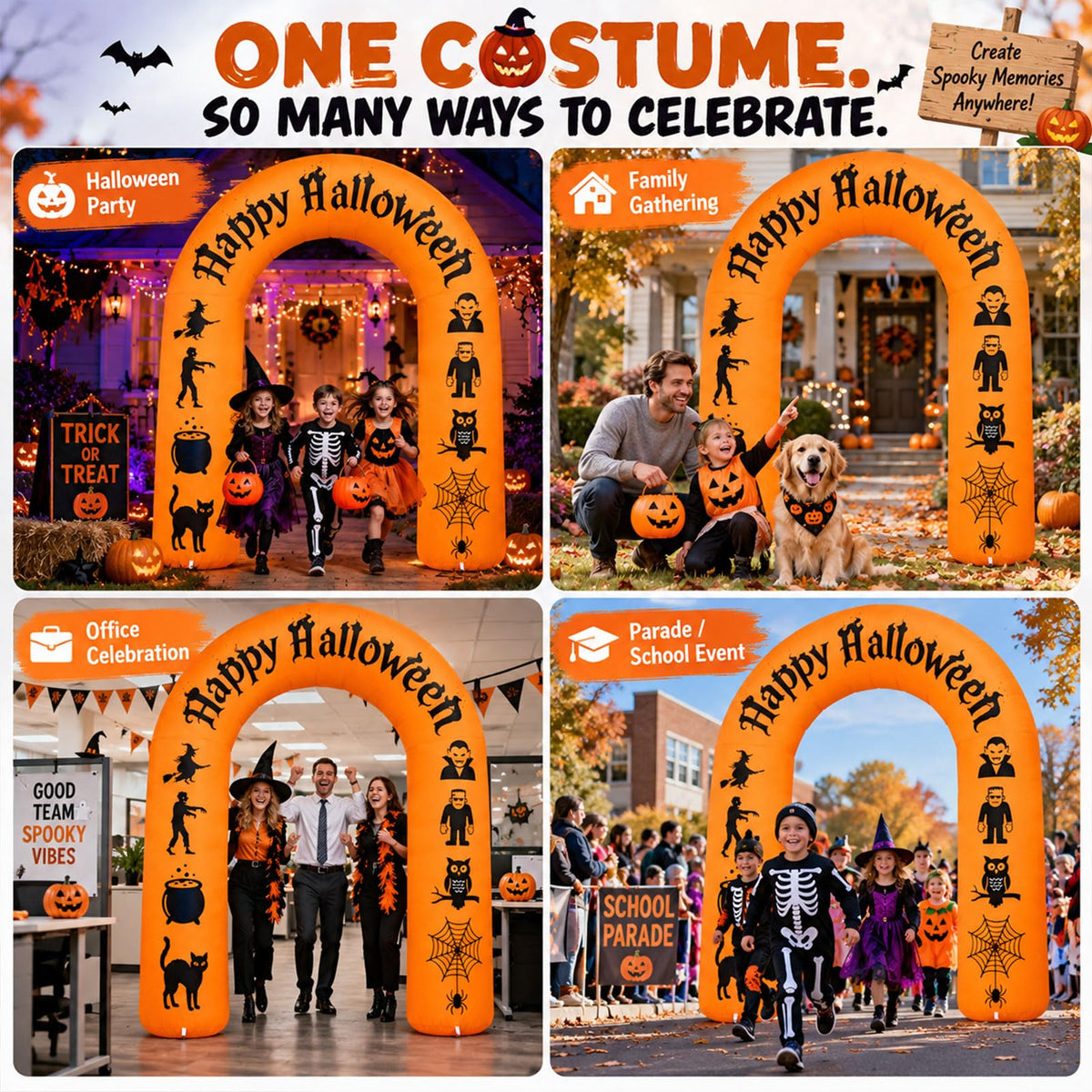 8FT Halloween Inflatable Arch with LED Lights S6034