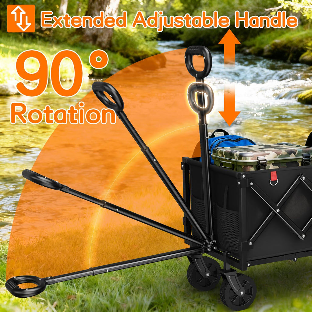35" Extra Long Foldable Wagon Cart with Wheels N82764