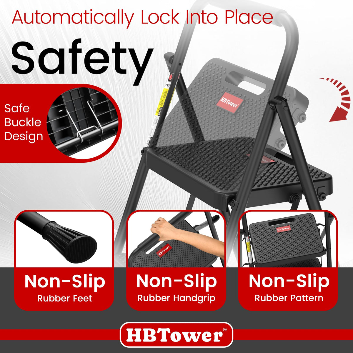 4 Step Folding Step Stool with Anti-Slip Pedal C444905