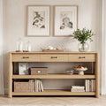 63" Oak Console Table with Storage R796