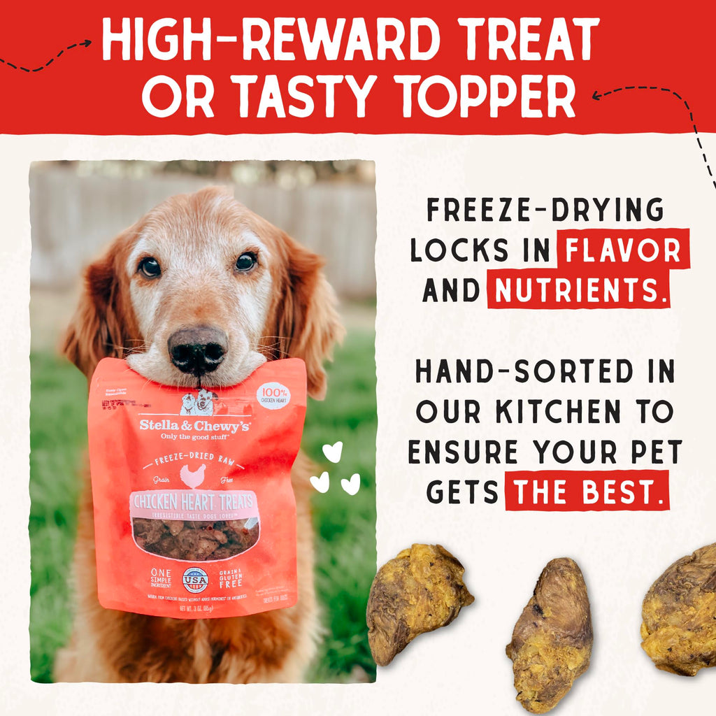 Freeze-Dried Raw Chicken Heart Dog Treats 11oz Bag H206066