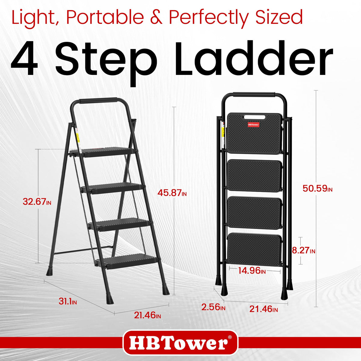 4 Step Folding Step Stool with Anti-Slip Pedal C444905