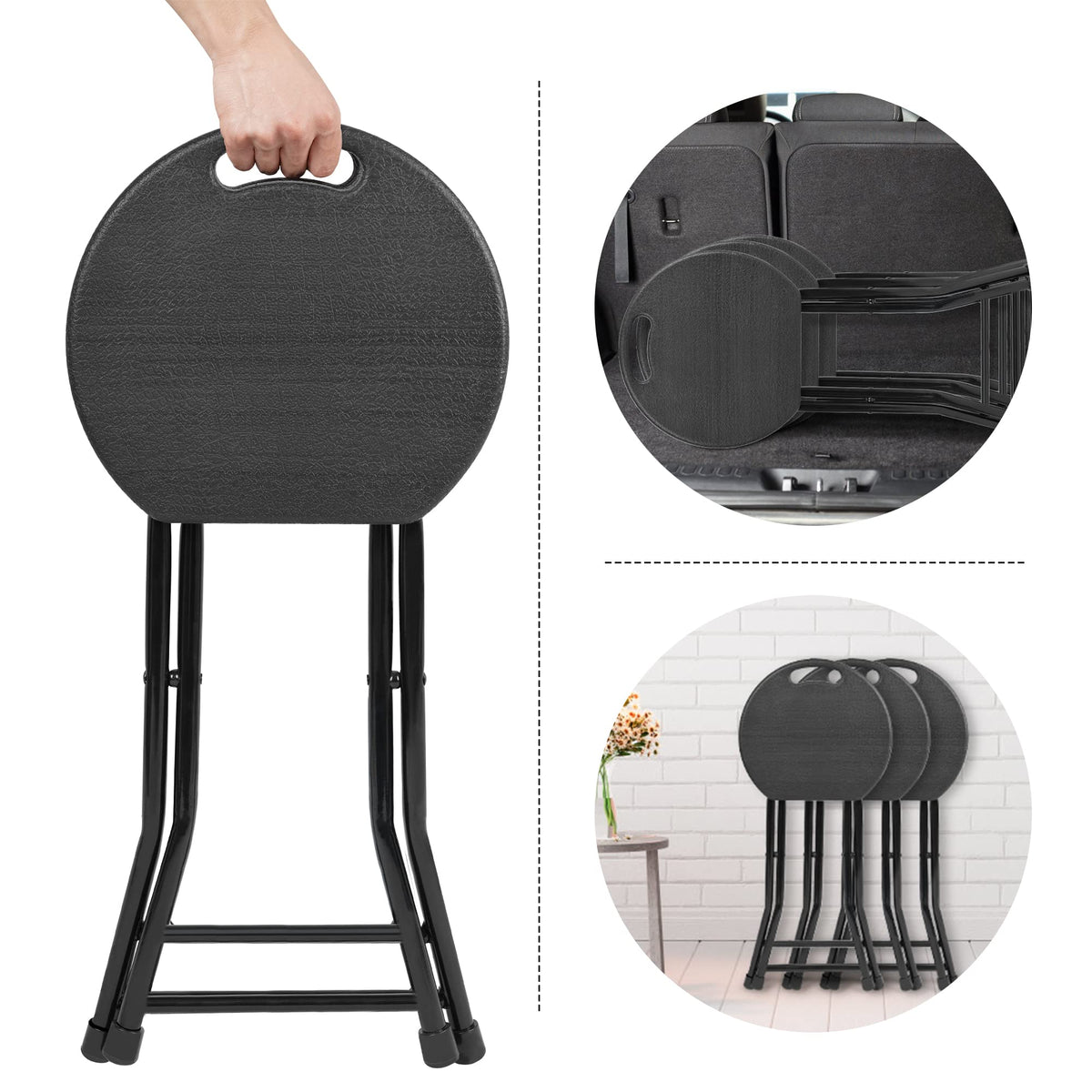 Folding Stool with Handle and Non-Slip Feet X634