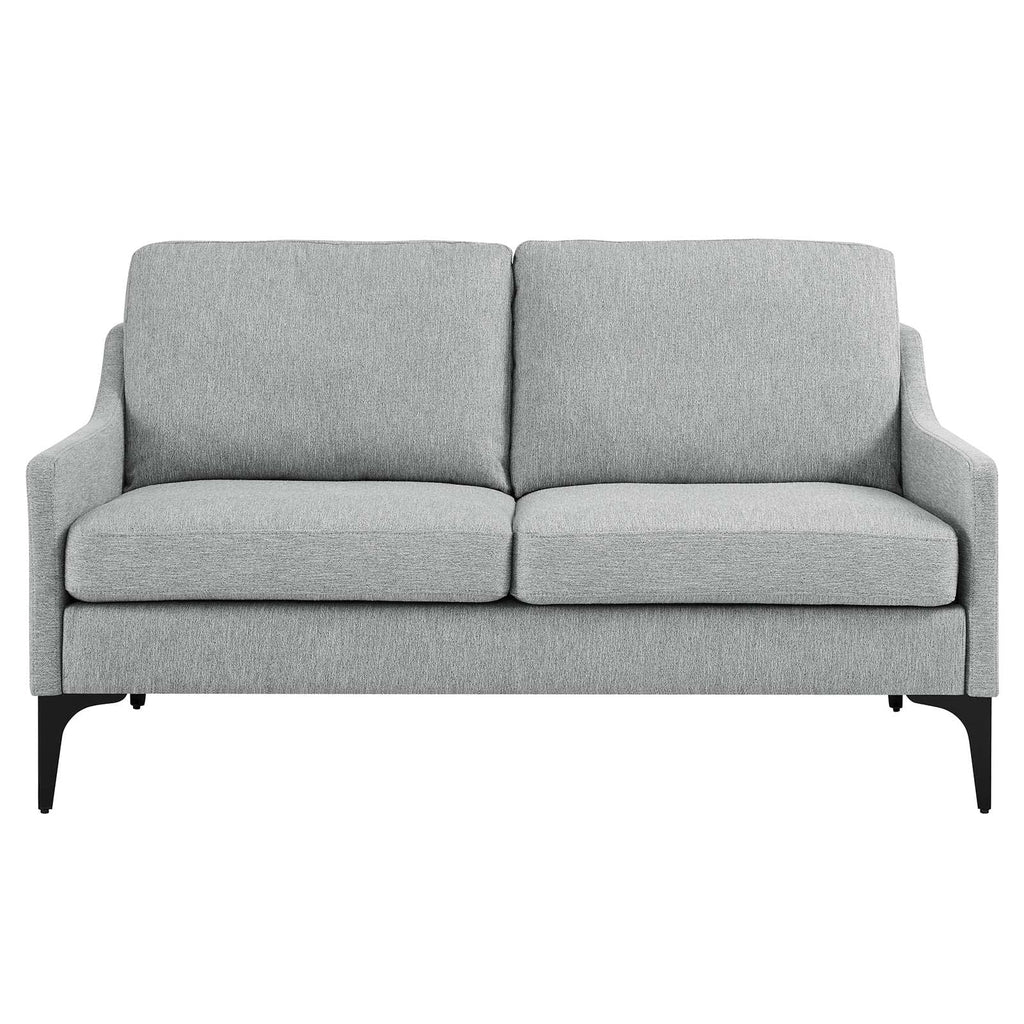 Light Gray Upholstered Fabric Loveseat U49160