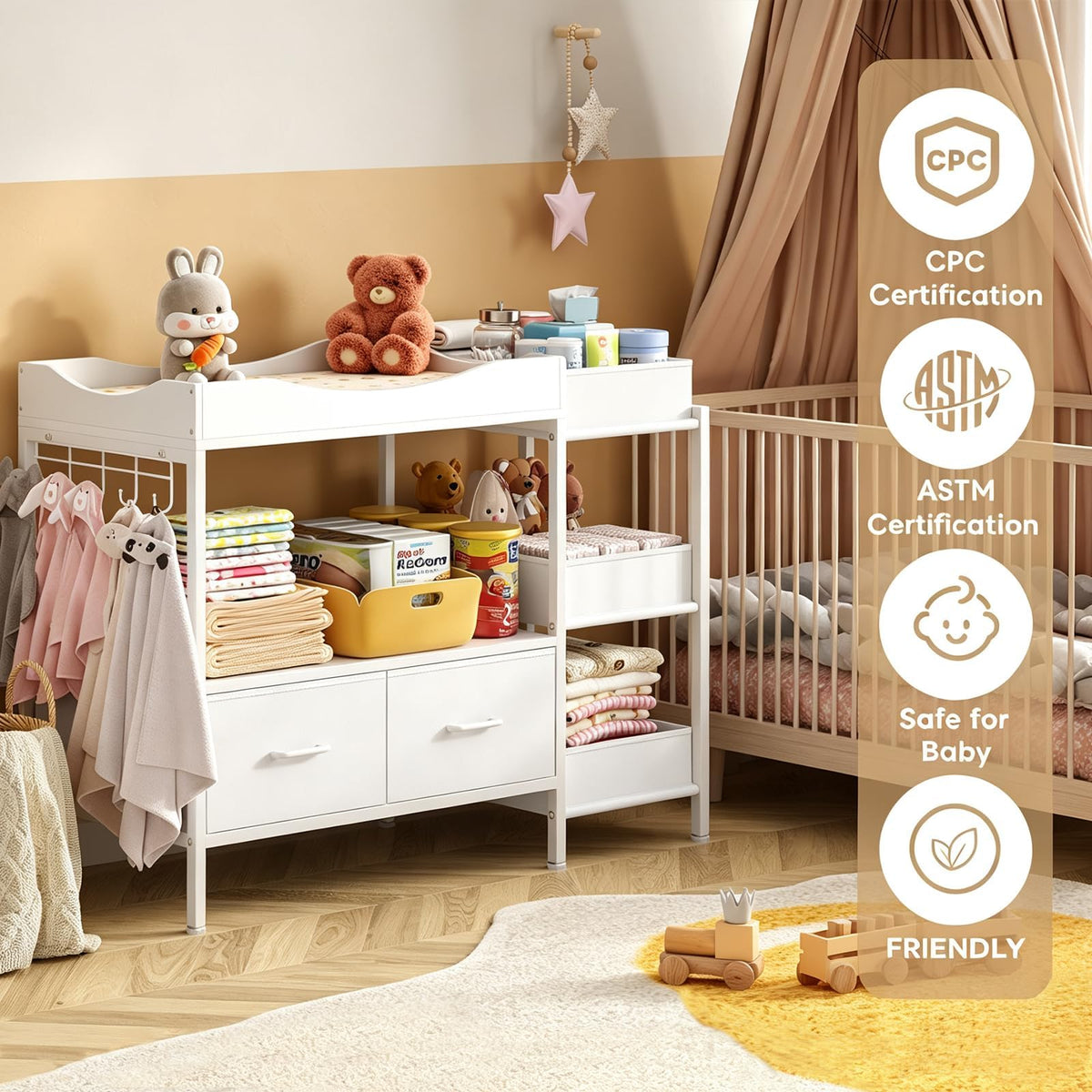 White Baby Changing Table with Storage T15643