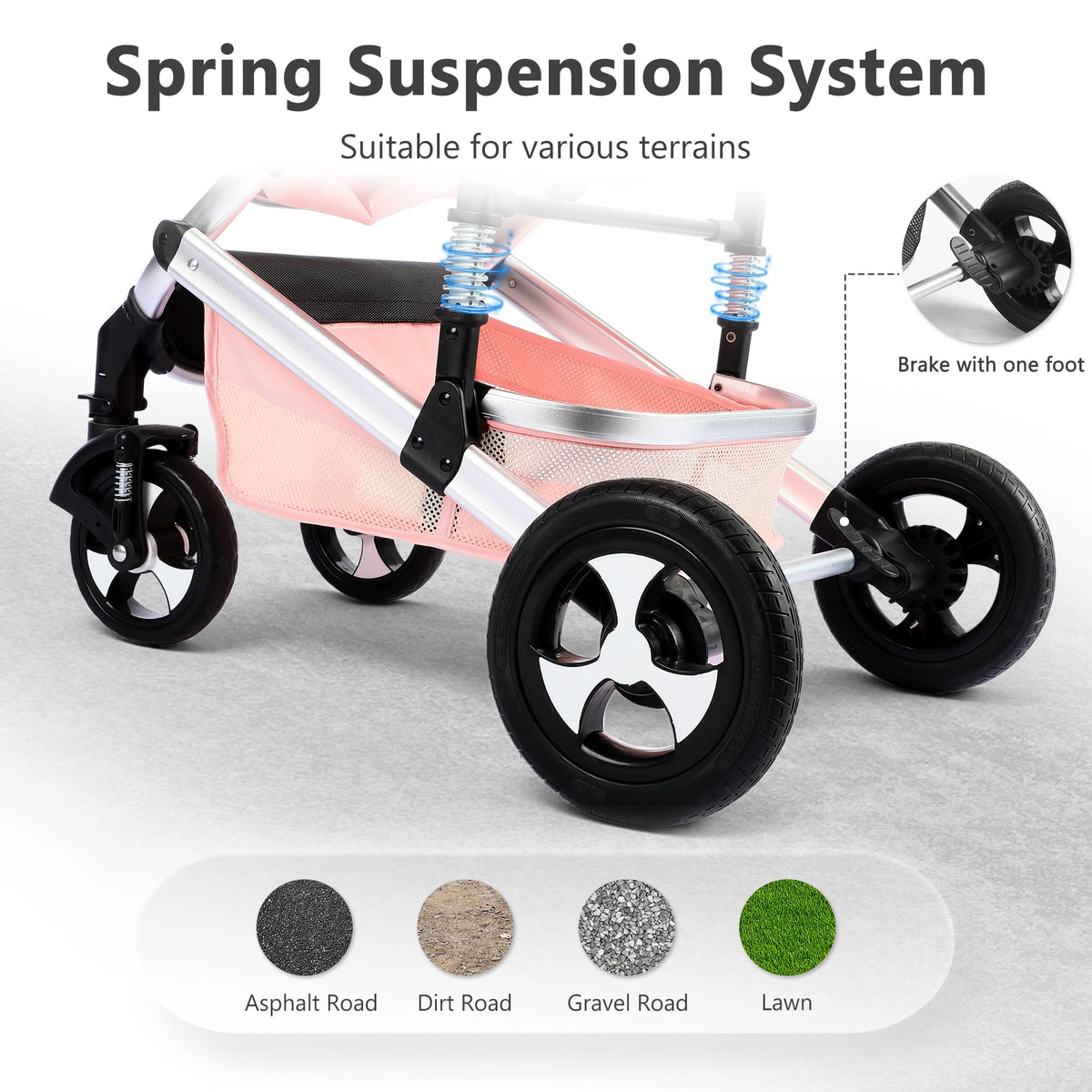 2 in 1 Convertible Baby Stroller, Diaper Bag, Pink O271980
