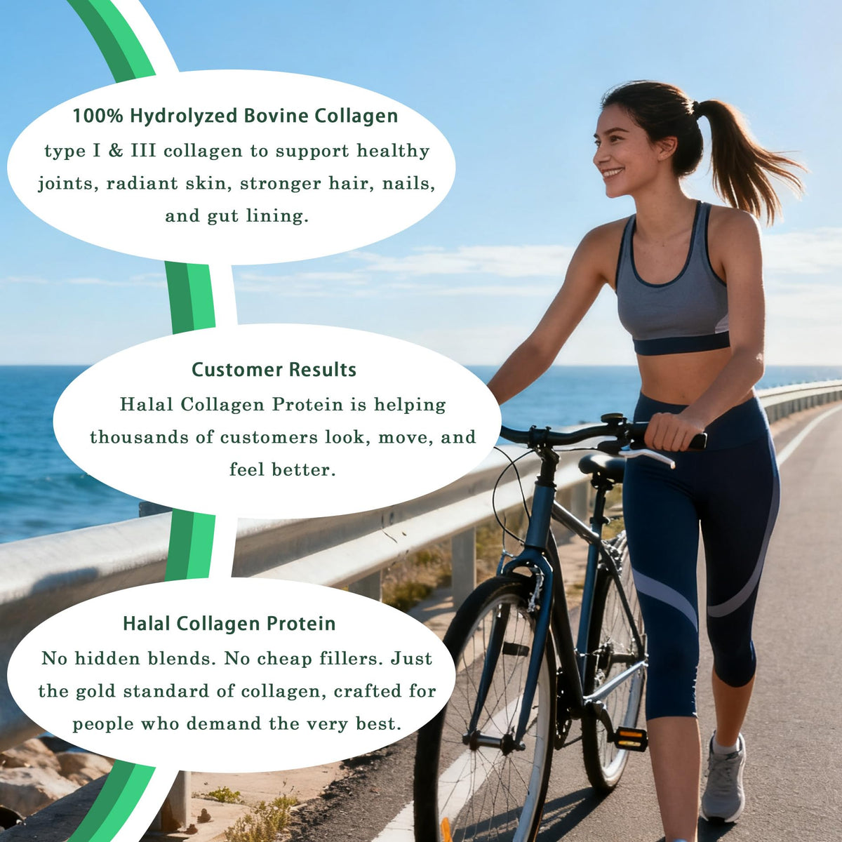 Halal Collagen Protein Powder, Grass Fed Organic Hydrolyzed Peptides, Unflavoured, 30 Servings T79582