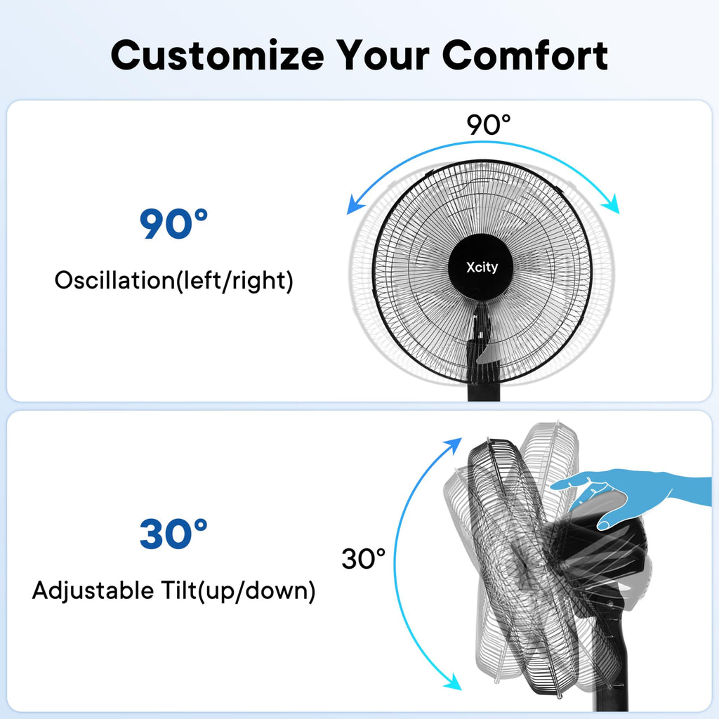 16 inch Oscillating Pedestal Fan, 3-Speed, Black N574141