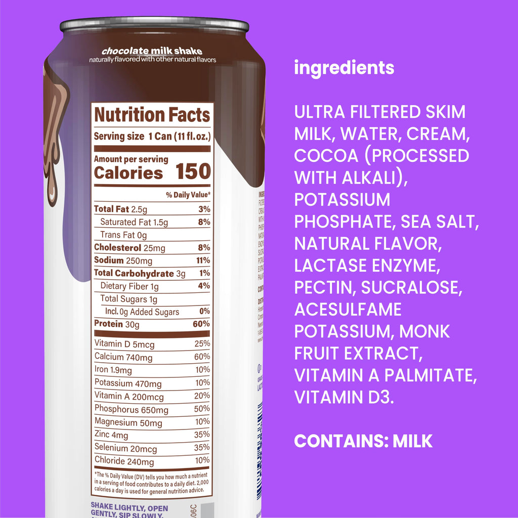 30g Protein Chocolate Lactose Free Milk Shake 12 Cans N93236