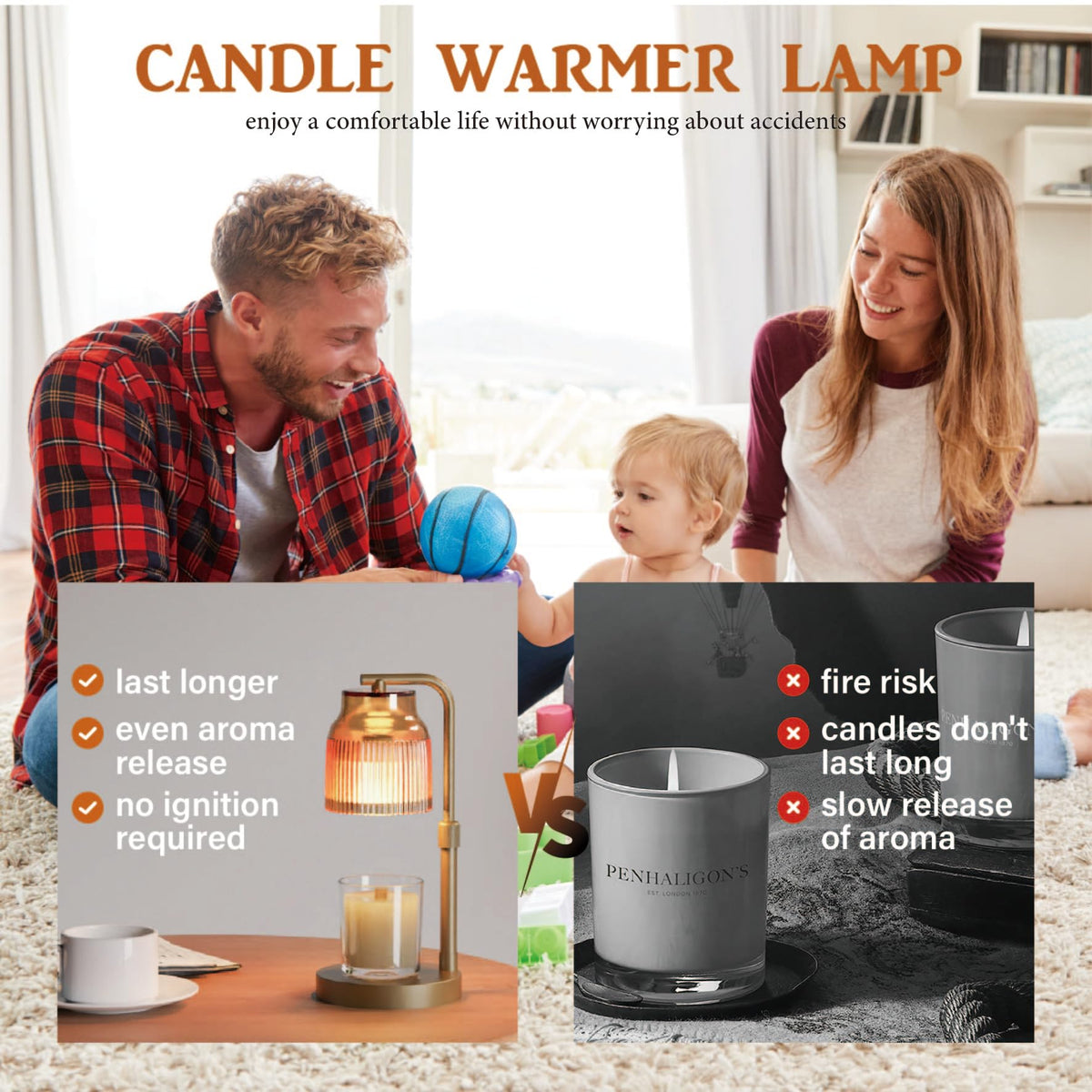 Candle Warmer Lamp with Timer Dimmer Adjustable Height Y1639