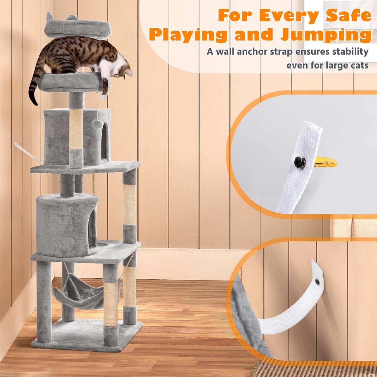 Tall Cat Tree with Condo Scratching Post W219