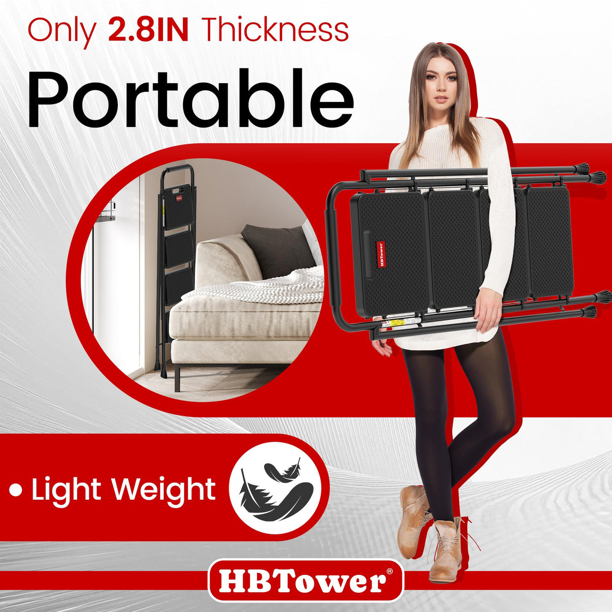 4 Step Folding Step Stool with Anti-Slip Pedal C444905