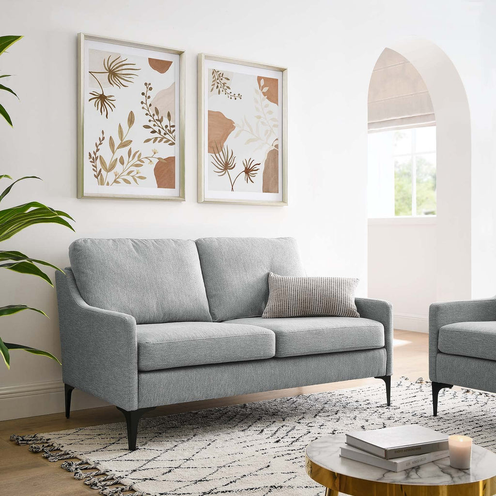 Light Gray Upholstered Fabric Loveseat U49160