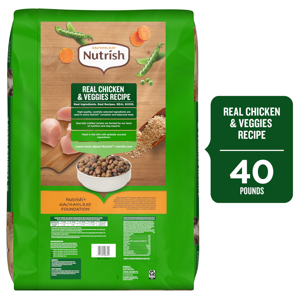 Dry Dog Food, Real Chicken & Veggies, 40 lb. Bag C784005