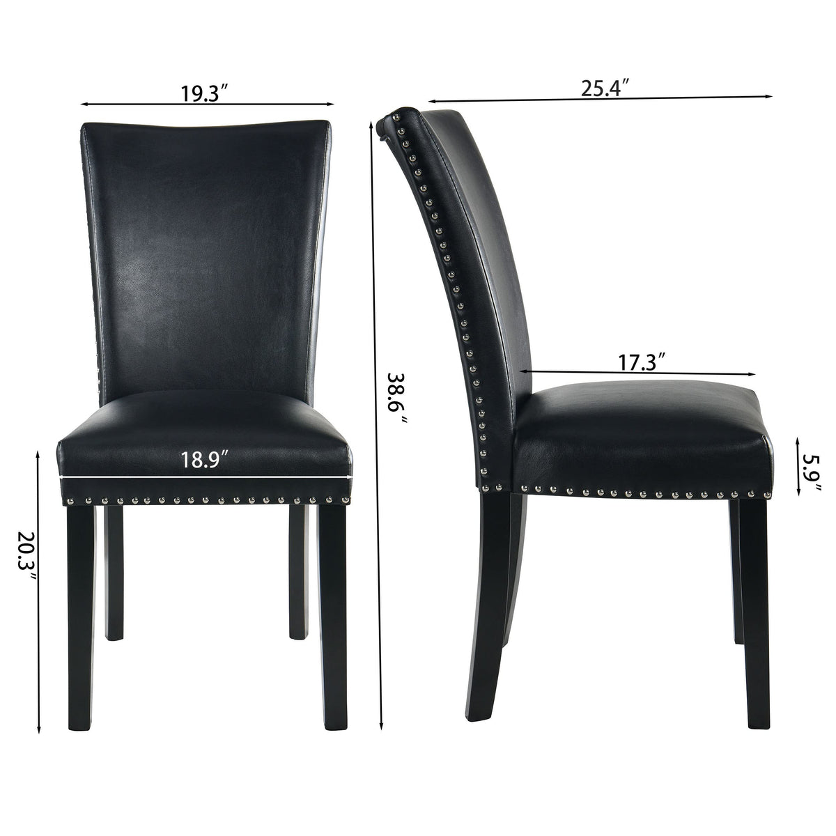 Black Leather Dining Chairs Set of 2 X687