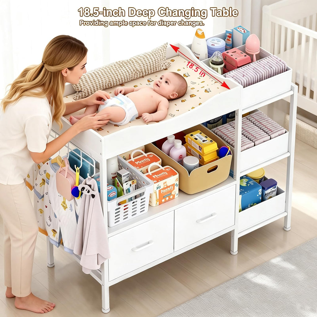 White Baby Changing Table with Storage T15643