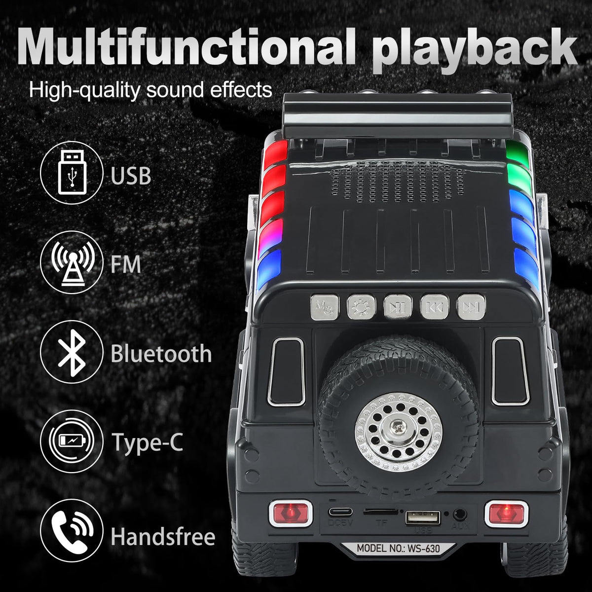 Black Off-Road Bluetooth Speaker with Roof Lights M312934