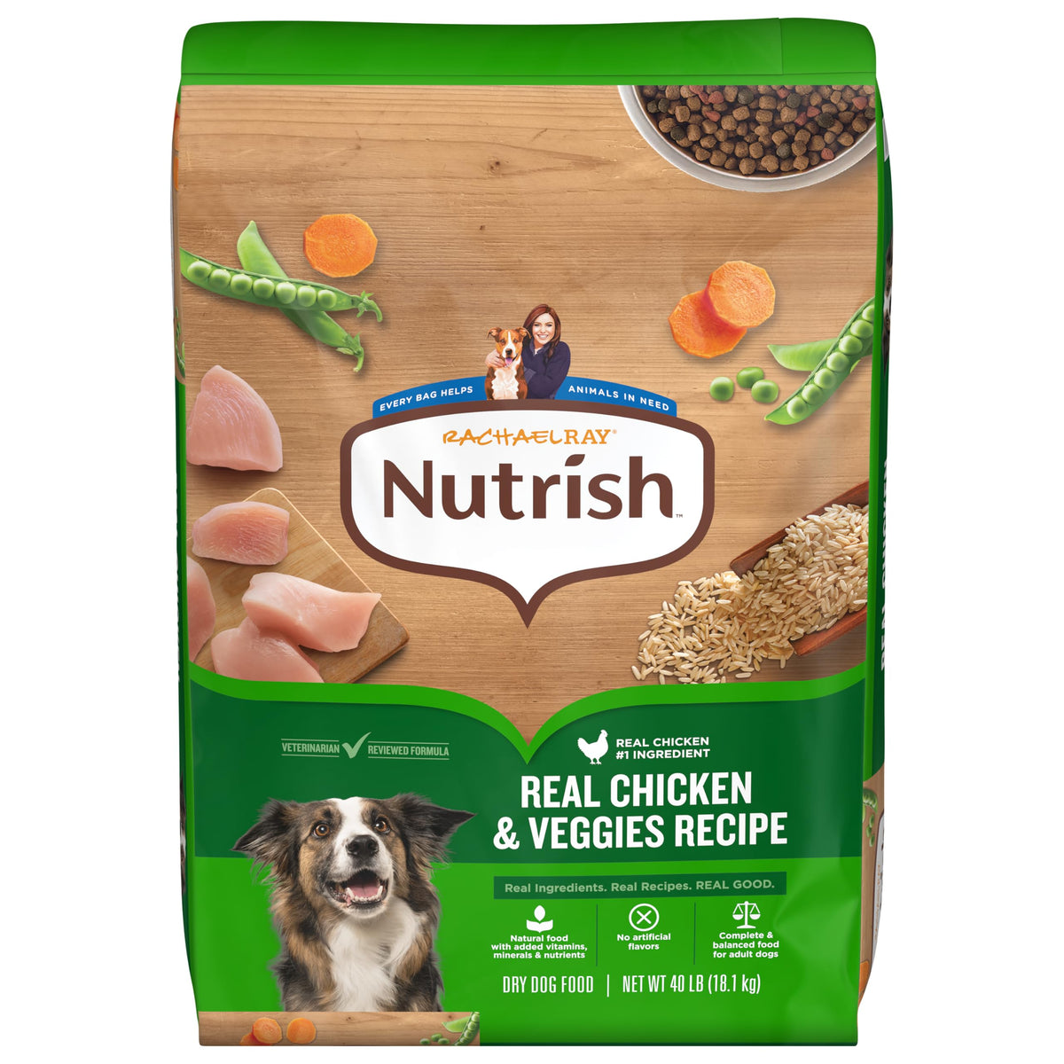 Dry Dog Food, Real Chicken & Veggies, 40 lb. Bag C784005