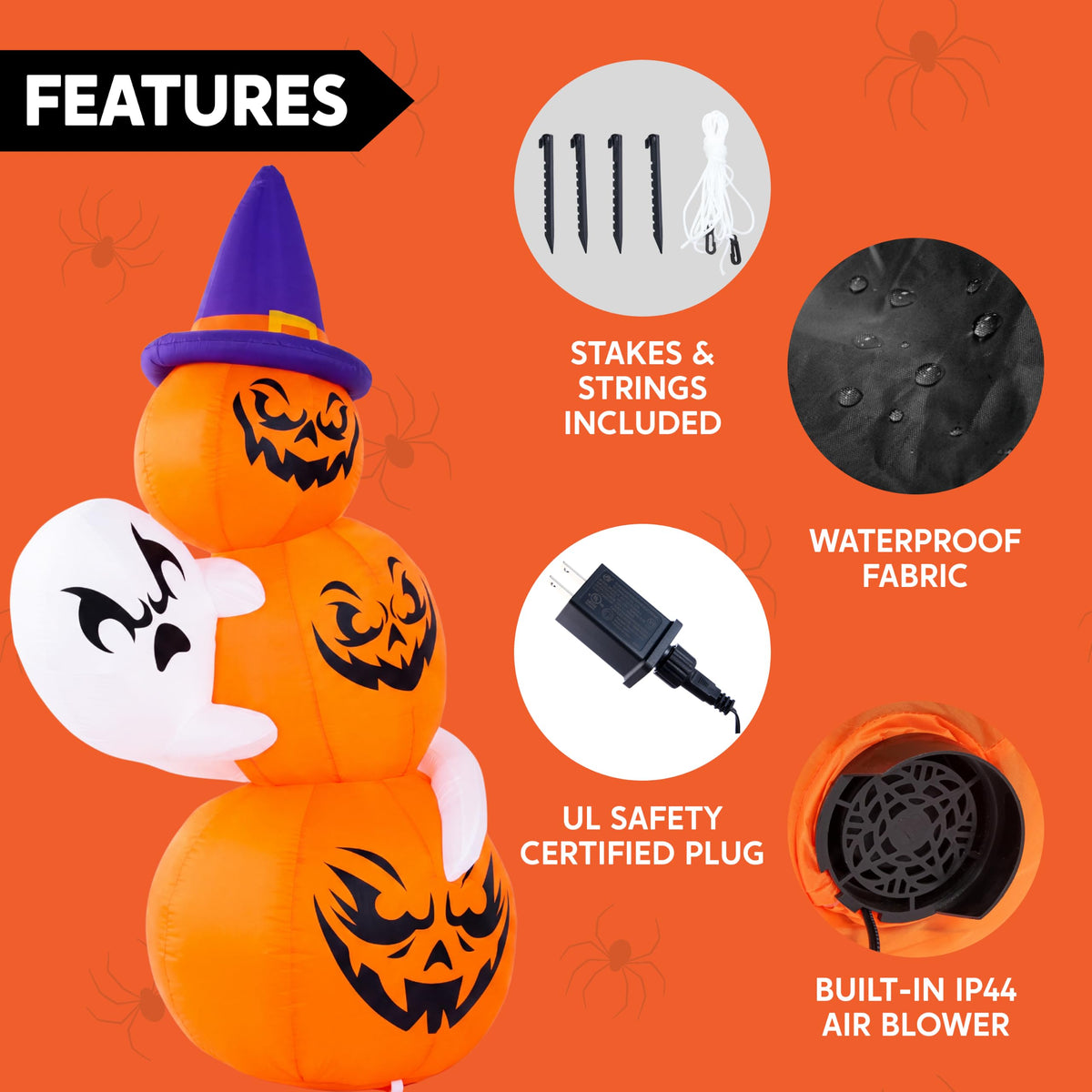 6 FT Halloween Inflatable Ghost and Pumpkins J64445