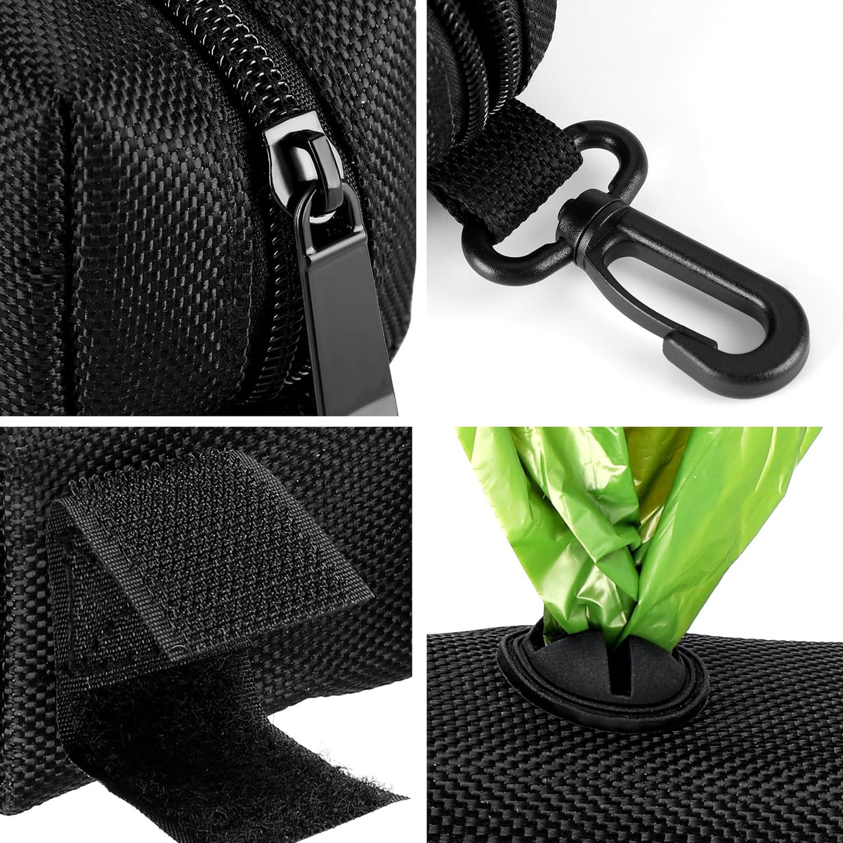 Black Dog Poop Bag Dispenser with Leash Clip C2679