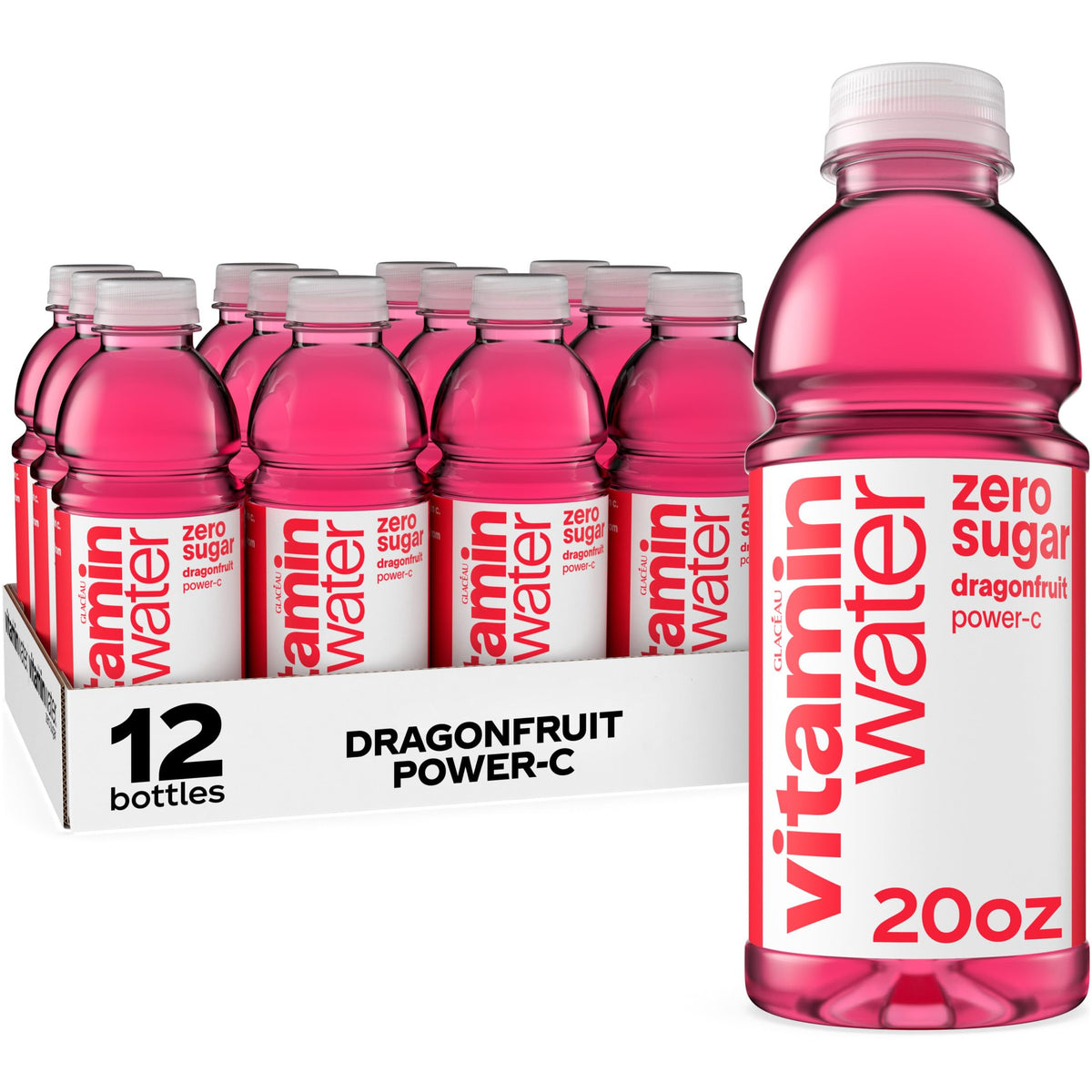 Dragonfruit Flavored Electrolyte Enhanced Bottled Water with Vitamin b5, b6, b12, 20 Fl Oz, 12 Pack R131