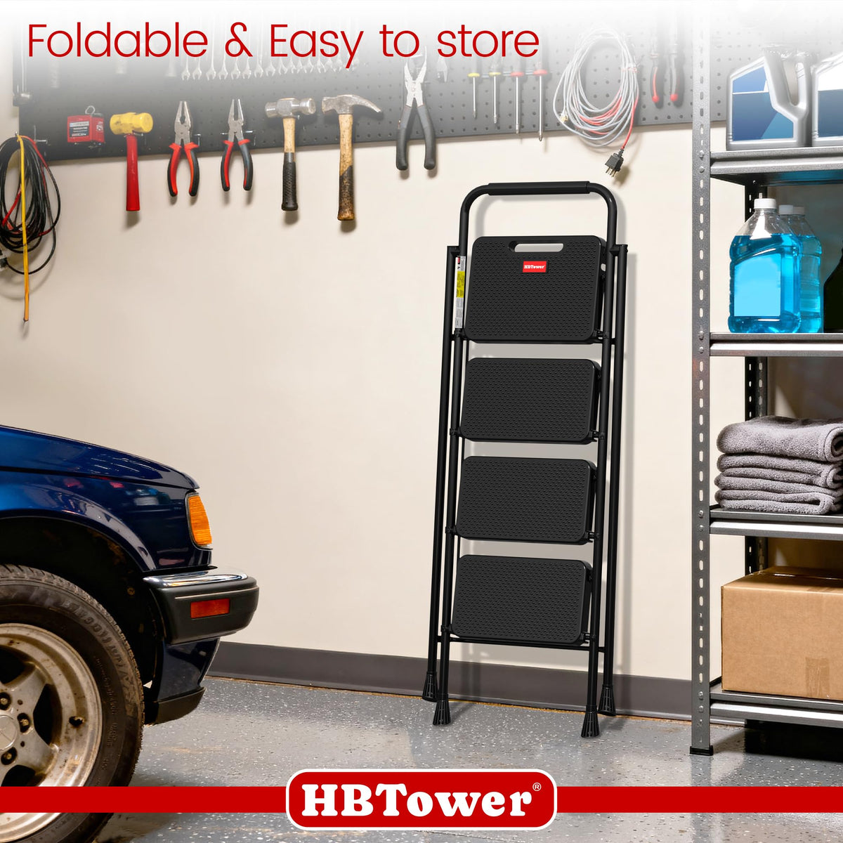 4 Step Folding Step Stool with Anti-Slip Pedal C444905