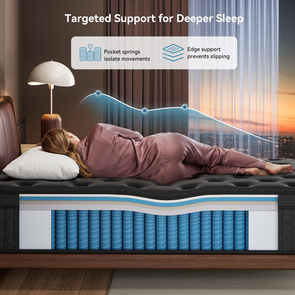 Queen 14 Inch Hybrid Spring Medium Firm Mattress L8654