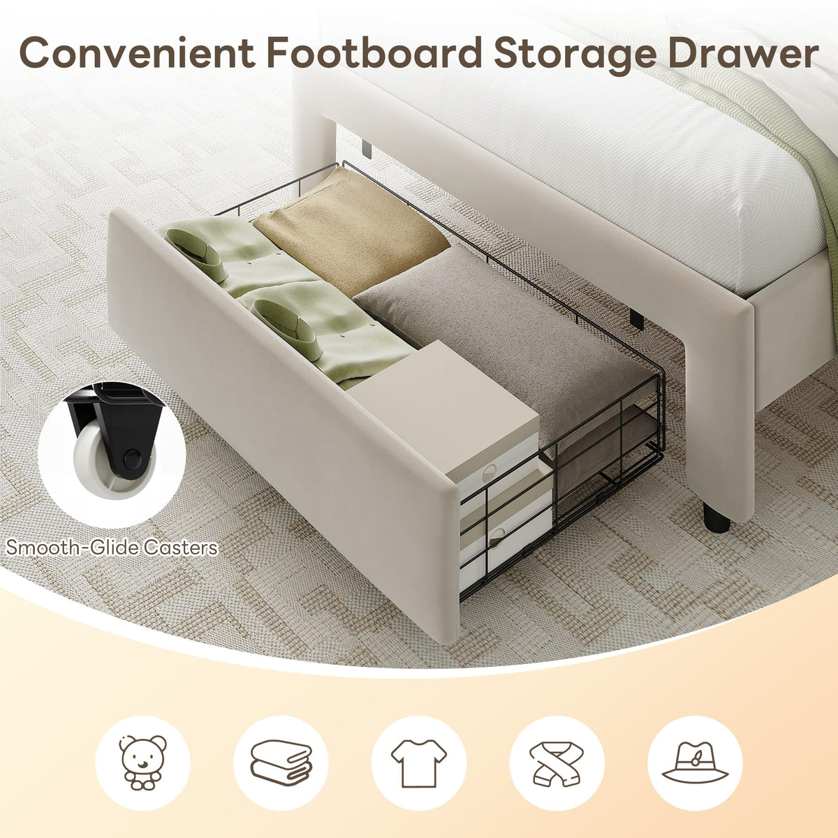 Twin Bed Frame with Storage Drawer O28041