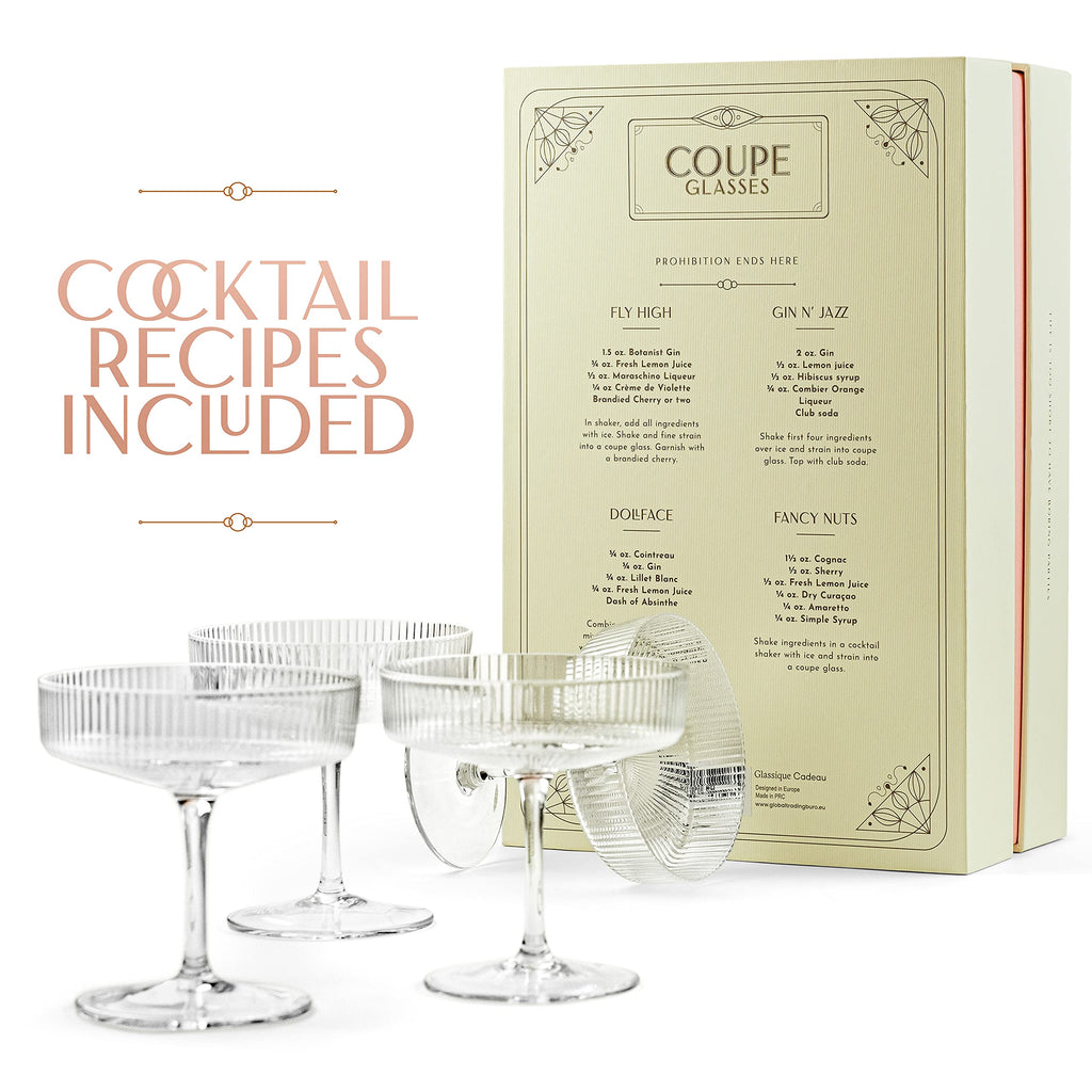 Set of 4 7 oz Coupe Cocktail Glasses with Stems I532
