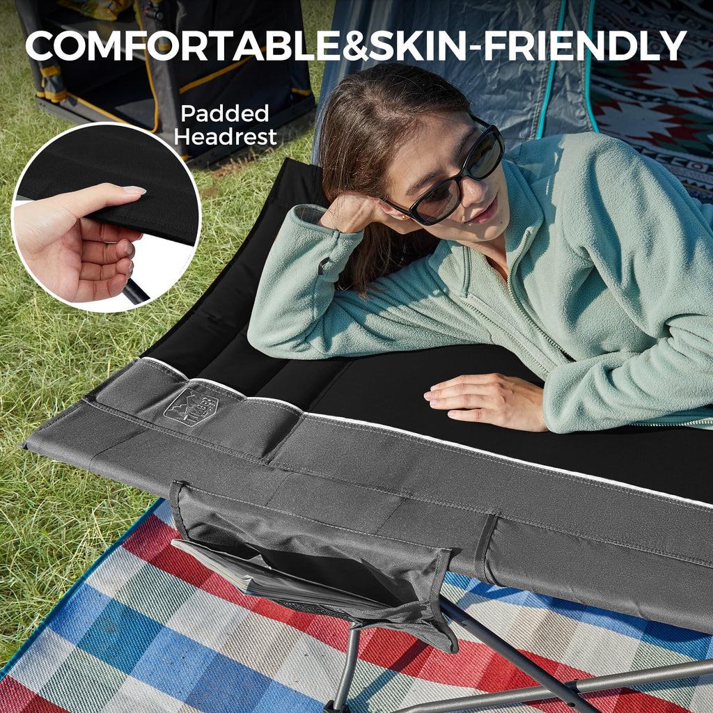 Extra Wide Heavy Duty Oversized Sleeping Cot with Carry Bag Black U792