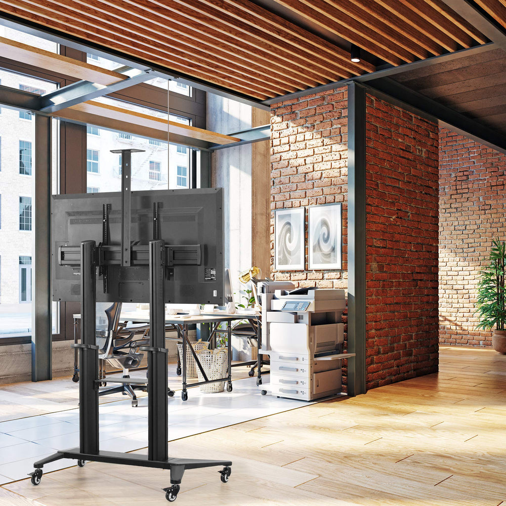 Aluminum Mobile TV Cart for 32 to 120 inch Screens up to 308 lbs, Black Y902