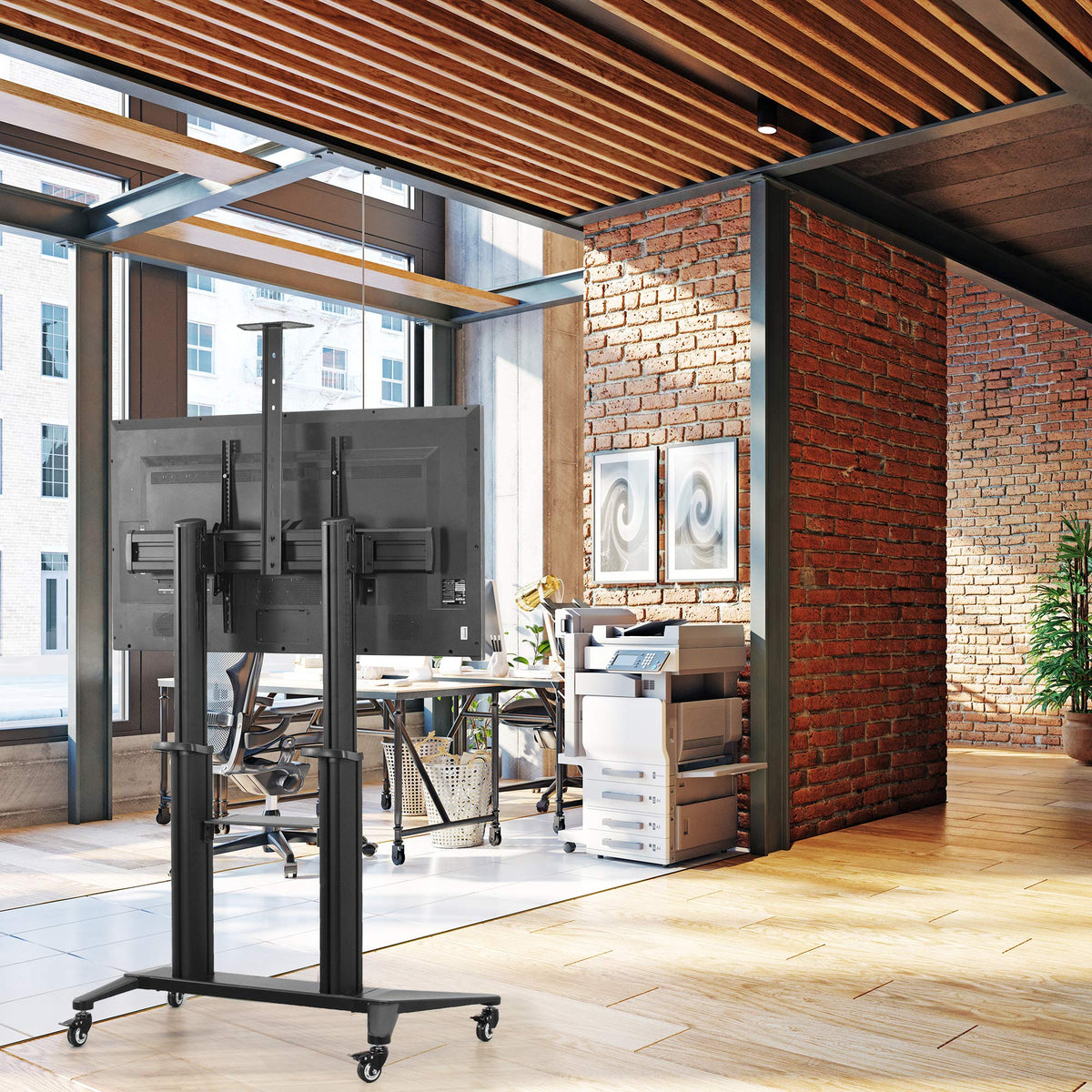 Aluminum Mobile TV Cart for 32 to 120 inch Screens up to 308 lbs, Black Y902