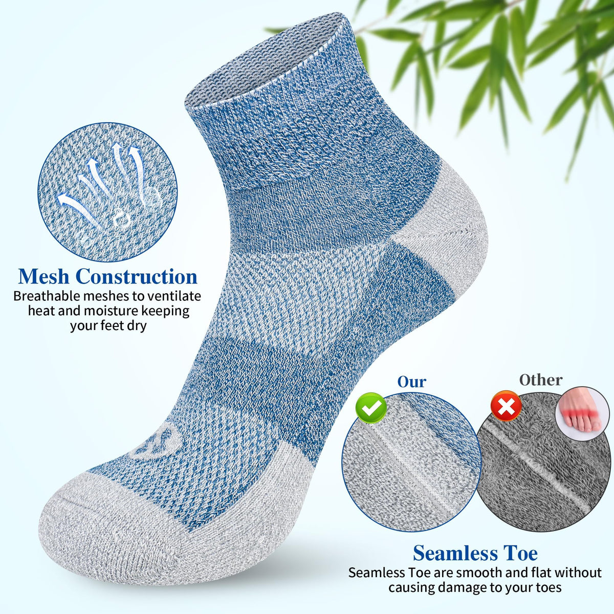 Diabetic Socks for Men, 10 Pairs Ankle & Low Cut Size 9-15 R692242