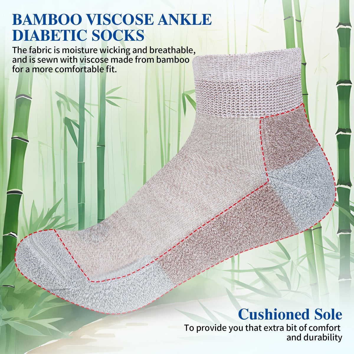 Diabetic Socks for Men, 10 Pairs Ankle & Low Cut Size 9-15 R692242