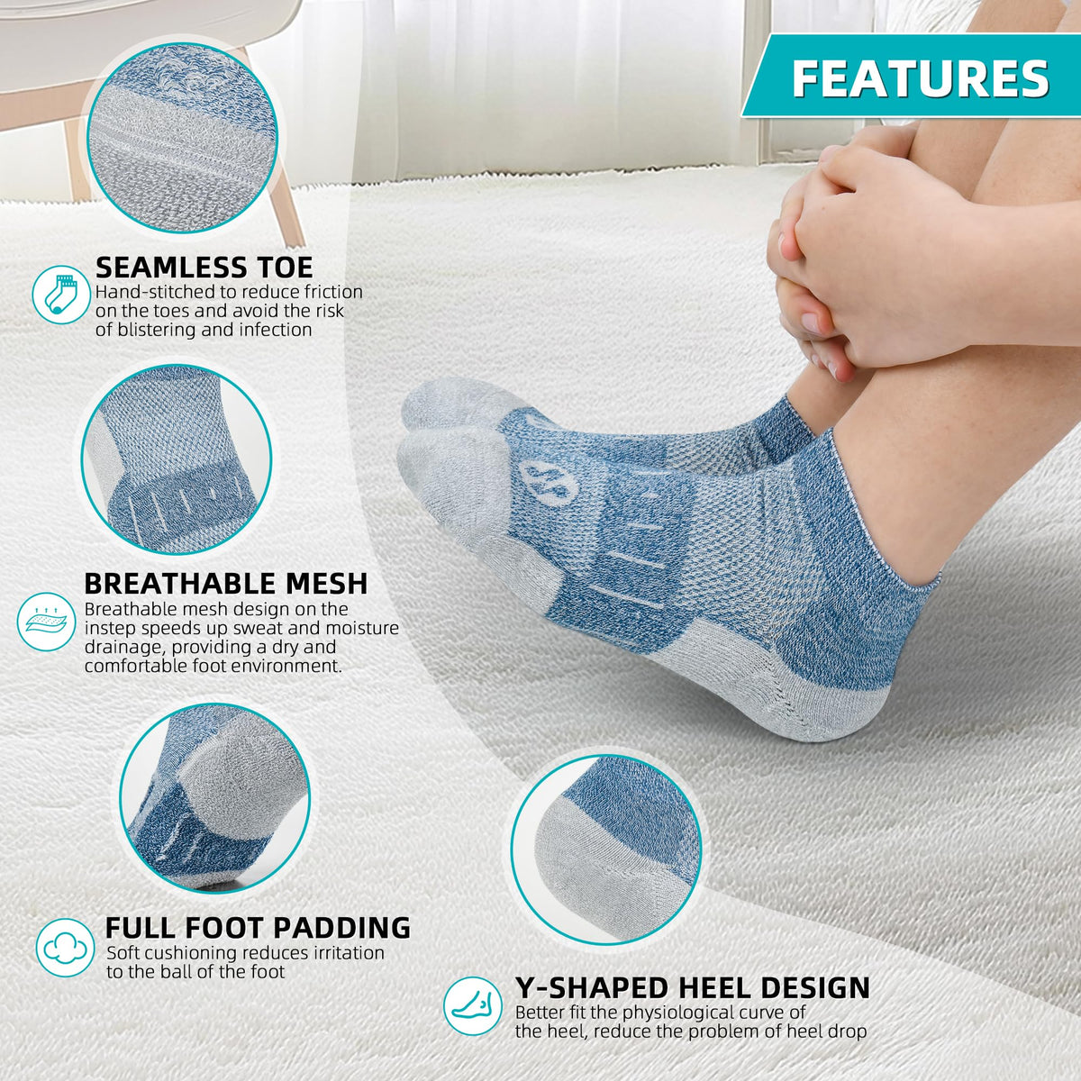 Diabetic Socks for Men, 10 Pairs Ankle & Low Cut Size 9-15 R692242