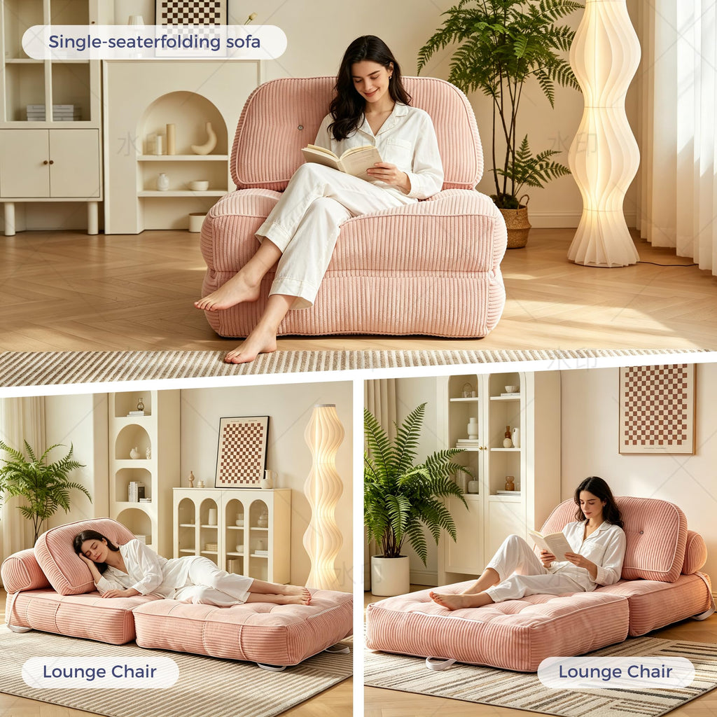 Pink Folding Futon Sleeper Sofa Bed Chair K9957