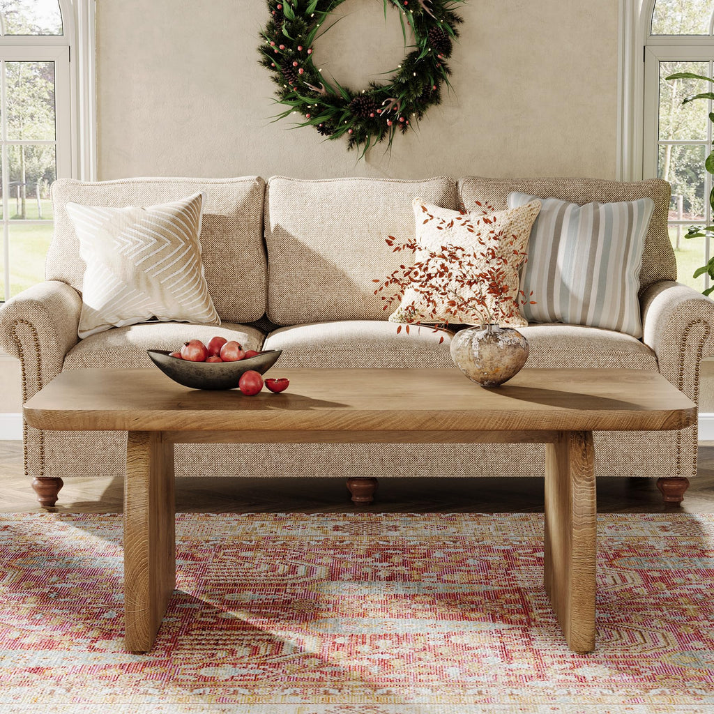 47-Inch Natural Brown Wood Coffee Table U633