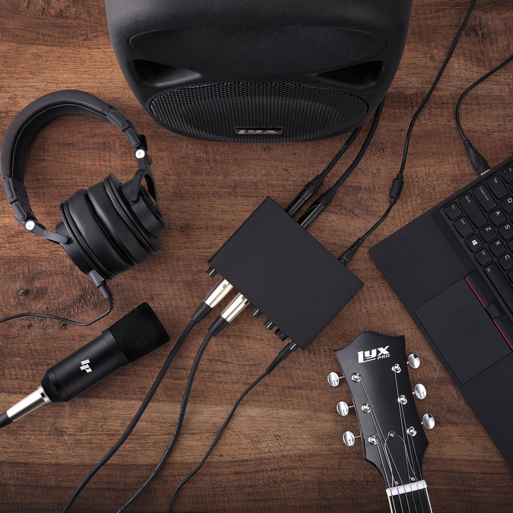 2x2 USB Audio Interface Recording Bundle with Condenser Mic, Headphones, Shockmount, XLR Cable Y788161