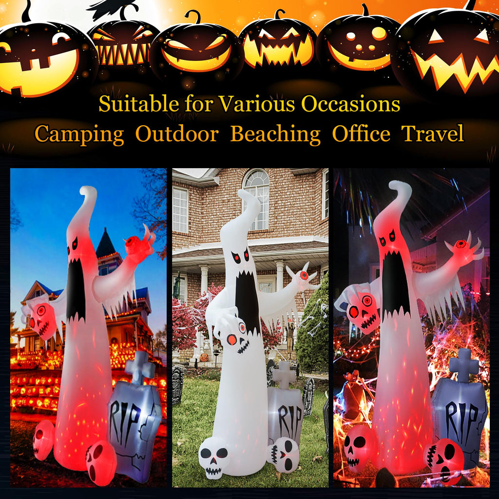 12 FT Halloween Inflatables Ghost with 3 Skulls T3289