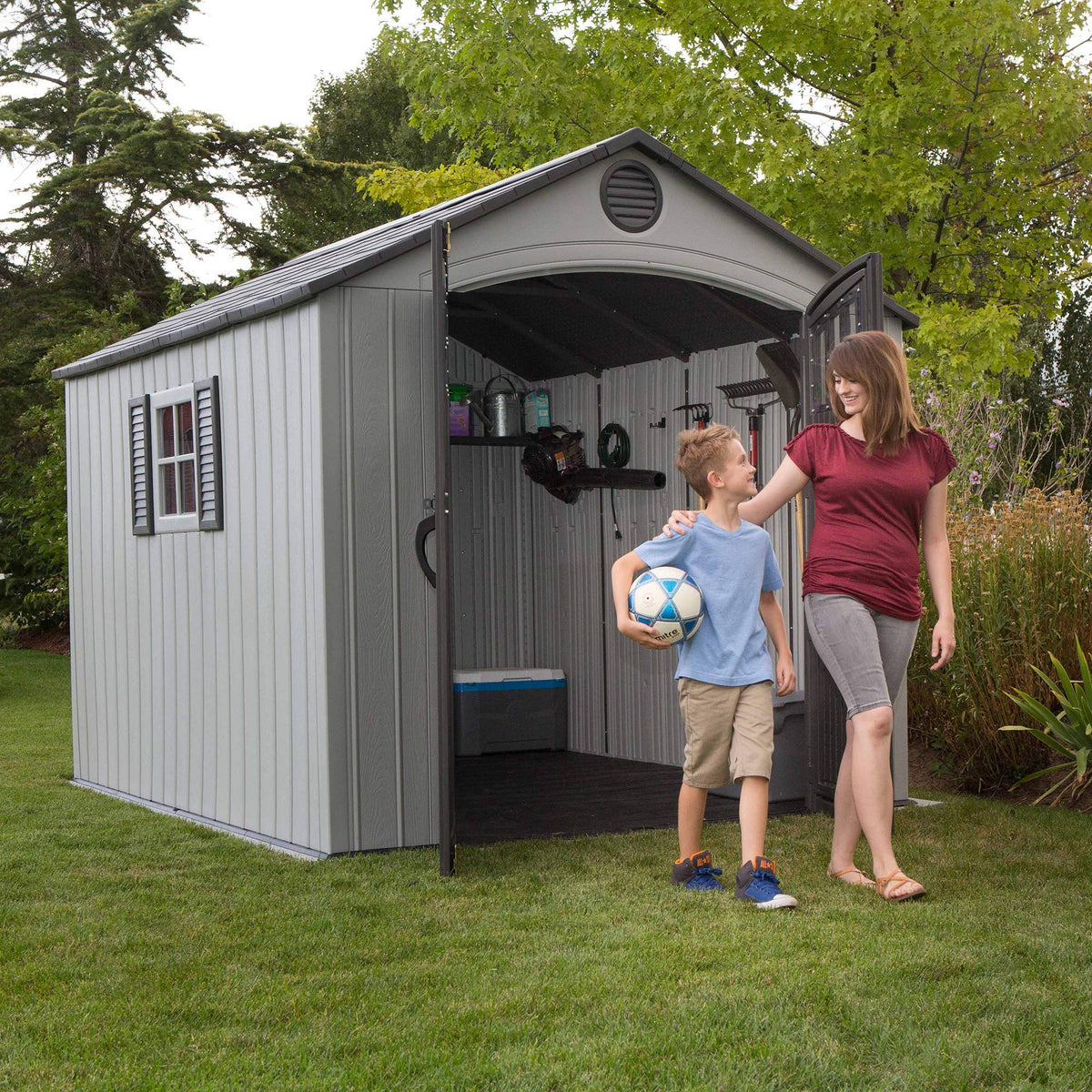 8 x 10 Ft HDPE Storage Shed with Skylight and Window V1582